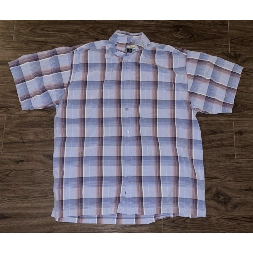 Tommy Bahama Shirt Mens M Blue Plaid Lyocell Short Sleeve Button Up Casual